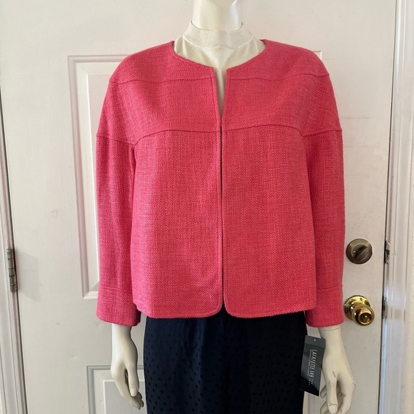 Lafayette 148 Woman's Plus-Size Pink Tweed Short Jacket Blazer Sz 14 - Picture 1 of 10